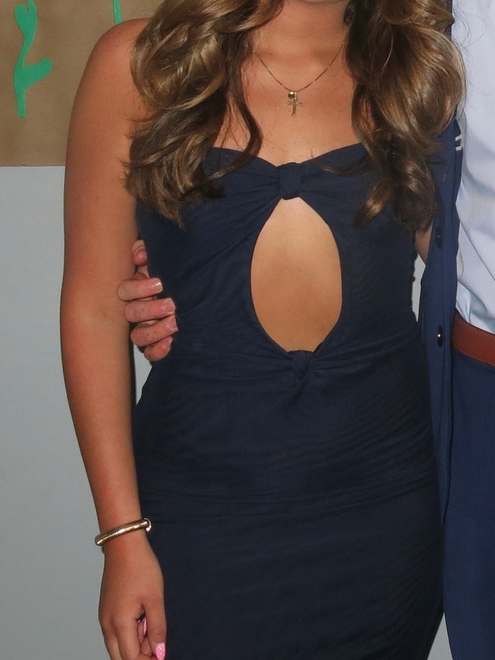 Peppermayo Navy Blue Maxi Dress with Front Keyhole